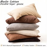 2pcs Cotton Double Layer Muslin Pillowcases Soft Breathable for Men Women Bedroom Four Seasons Use