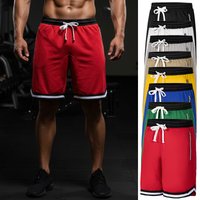 Men's Striped Sporty Shorts with Zipper Pockets Summer Quick-Dry Breathable Shorts for Gym Workout Running Basketball Training