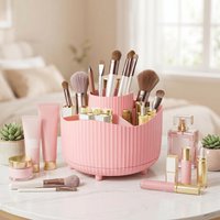 360° Rotating Makeup Tool Storage Box Desktop Organizer Cosmetic Brushes Holder Lipstick Eyebrow Pencil Holder Jewelry Container