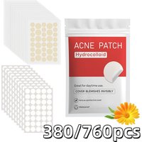 380/760pcs Round & Nude Acne Patches, Hydrocolloid Stickers, Covers Pimples & Blemishes, Gentle, Invisible, Travel Ready