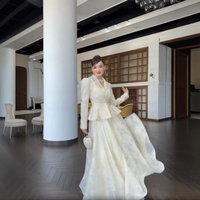 Women Two Piece Sets Skirt Set Turn Down Collar Puff Sleeve Tops Long Skirts A Line Bead Embroidery Y2k Streetwear Elegant Work