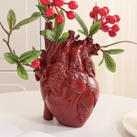 New Heart shaped flower vase red resin handicraft vase high-end floral arrangement small vase Nordic decorative desktop ornament