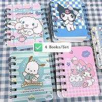 hot 4pcs/set Kawaii Coil Notebooks Sanrio Cartoon A7 Printing Pattern Student Stationery Notepad Cute Notebook Holiday Kids Gift