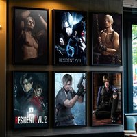 Game R-Resident Leon Kennedy Evil Poster Print For Bedroom Living Room Home Decor Cartoon Movie Wall Art HD Picture Mural