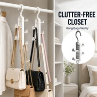 Closet Handbag Hanger Rack Wardrobe Storage Organizer for Purses Bags Hats Scarves Clothes Bedroom Space Saving Use