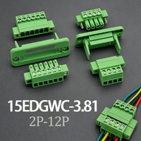 1Set Welding Free Through Wall 15EDGWC-3.81 Plug-In Terminal Block With Male And Female Mating Fixed Panel With Flange Ears