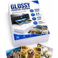 115/135gsm Glossy Photo Paper 100 Sheets A4 Inkjet Printer White Blank Sheets for Photo Printing DIY Craft 8.3x11.7in