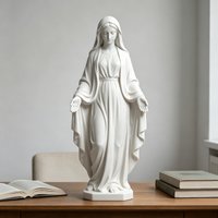 Virgin Mary Statue, Tabletop Ornament for Office Desk & Fireplace Mantel Home Decor