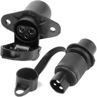 2pcs/set 3-pin Trailer Plug Adapter DIN 72575 DIN 9680 6-24V Motorhome Socket Connector Caravan Truck Electrical 12V Tractor Plu