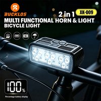 BUCKLOS Bike Front Light LED High Bright Head Light Built-in Electric Bell Horn Type-C Rechargeable Waterproof Cycling Lighting
