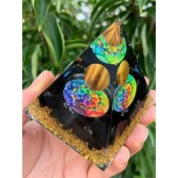 AliExpress NONE 1pc Handmade resin epoxy pyramid decoration for cars and homes, Pyramid Ornament Statue Gravel Resin, Crystal Organite Pyramid