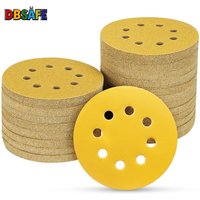 10-100 SZTUK 5-calowych (125 mm) tarcz szlifierskich z 8 otworami, gradacja 40-800, złote okrągłe papierki ścierne na rzep do szlifierek mimośrodowych