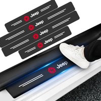 4Pcs Carbon Fiber Car Doorsill Stickers Protect Film Styling for Jeep Wrangler Liberty Grand JK Cherokee Rear Trunk Decal Auto