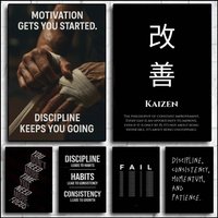 1PC Minimalist Motivational Quotes Inspirational Discipline Art Self-adhesive Art Waterproof Paper Sticker Coffee House Bar Room