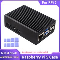 Raspberry Pi 5 Metal Shell Aluminium Alloy Case Passive Cooling Enclosure with Silicone Heatsinks for Raspberry Pi 5 RPi 5