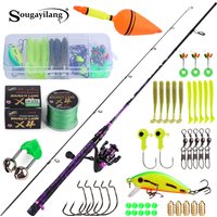 Sougayilang Spinning Fishing Rod and Reel Combo Kit with Line Lure Hooks Complete Fishing Gear Set for Saltwater Freshwater Bass