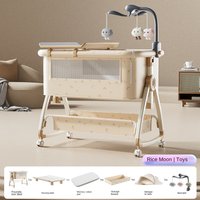 Baby Crib with Portable Bassinet - Convenient 2-in-1 Foldable Multifunctional Newborn Bed with Toy Mattress Changing Table