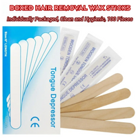 Individually Wrapped Wax Applicator Sticks - Disposable Wooden Spatulas for Hair Removal,Depressors for Soft Hard Sugar Wa