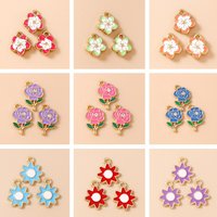 20pcs Cute Colorful Enamel Flower Charms Pendants for Jewelry Making Drop Earrings Necklaces Bracelets DIY Crafts Accessories
