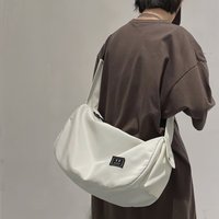 Large Capacity Nylon Shoulder Bag Solid Color Korean Style Canvas Dumpling Bag Commute Harajuku Sports Crossbody Bag Daily