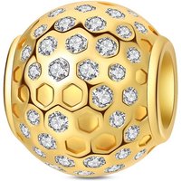 925 Sterling Silver Charms Bead CZ Zircon Golden Honeycomb Ball Beads Dangle Fit Original Bracelet DIY Women Jewelry Gift