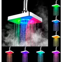 Ultra-Quiet Rainfall Top Spray LED Shower Head Water Flow Power Generaton 7 Colors Gradual Changing