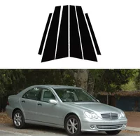 6Pcs For Mercedes-Benz C-Class (W203) 2001 2002-2007 Glossy Black Car Door Window Pillar Center Post Trim Stickers Auto Styling
