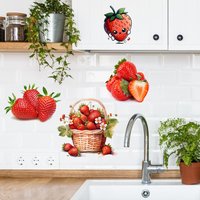 T380# Strawberry Cartoon Fruit Sticker Kitchen Refrigerator Decorative Toilet Decal
