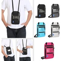 RFID Blocking RFID Passport Bag Waterproof Multi-Pockets Neck Wallet Anti-theft with Adjustable Neck Strap Passport Document Bag