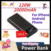 120W Power Bank Fast Charging LED Display 20000mAh Power Board for IPhone Android Phone Portable Charger