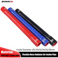 ID30/32/34/36/38mm Silicone Flexible Hose Pipe Radiator Tube Air Intake High Pressure Rubber Joiner Pipe Blue Red Black L:50cm