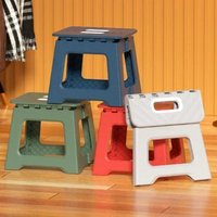 Lightweight Folding Step Stool - Thickened Non-Slip Plastic Footstool, Multi-Purpose Handheld Stool for Kitchen, Bathroom & Home