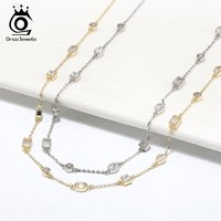 ORSA JEWELS Exquisite 14K Gold Choker Necklace for Women Fashion Square&Oval Shape 4A Zirconia Necklace Birthday Jewelry BQN02