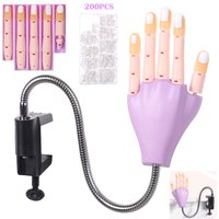 Nail Art Tools Professional Fake Nail Practice Hand+200pcs Nail Tips Manicure Supplies Hands Mannequin for Nails Hand Training