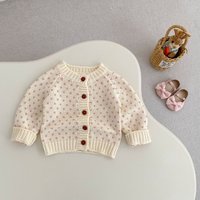 Autumn new style baby girl sweet and beautiful heart jacquard knitted sweater jacket