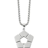 Fashion Pentagon Necklace Anime Cartoon Soccer Sign Stainless Steel Jewelry Creative Cosplay Accessories Gift for Women Men