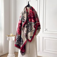 Women's Winter Rose Print Pashmina Shawl Cashmere Feel Large Warm Ideal for Outdoor with Tassels Blanket Poncho