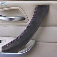 3pcs Car Interior Door Handle Pull Suede Leather Cover Trim For BMW 3 Series E90 E91 2005 2006 2007 2008 2009 2010 2011 2012