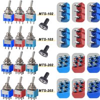 10Pcs MTS-102 103 MTS-202 203 DPDT ON-OFF-ON Toggle Switch ON-OFF SPDT 6mm Mini Power Button Switch with Waterproof Cap