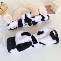 1 Cow Patterned Plush Hair Accessory Set for Autumn Winter Soft Skin Friendly Makeup Home Wear Skincare