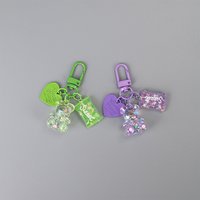 Cartoon Bling Heart Bear Keychain Cute Candy Animal Key Ring Bag Car Earphone Box Accessories Gift
