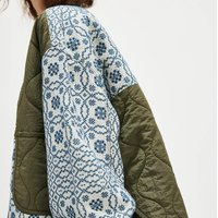 Autumn Winter Women Long Sleeve O-neck Jacket Fashion Floral Printed Spliced Pocket Outerwear Elegant Loose Women's Commute Coat