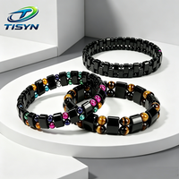 TISYN Black Tourmaline Magnetic Bracelet for Men Women, Stretchable Healing Crystal Bangle with Magnetic Therapy for Health