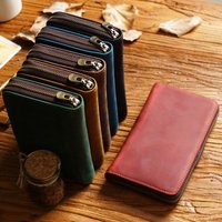 Portable Cowhide Leather Pencil Case Elastic Pen Insertion Mesh Storage Space Pen Pouch Zipper Waterproof Pen Bag Student Gift