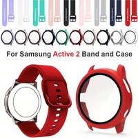 Silicone Protective Case and Strap Set for Samsung Watch Active 2 | Compatible with 40mm/44mm Models 20mm Strap