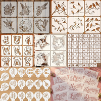 Reusable Stencil Set of 7 Styles, Hummingbird/Birds/Dogs/Cats/Alphabet/Birthday/Month Templates for DIY Painting & Crafts