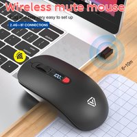 Wireless Silent Mouse Bluetooth 2.4G Rechargeable USB Mouse With Display Screen Ergonomic Design For Office Computer Laptop