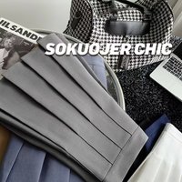 2024 New Vintage Dark Grey Mini Skirts Women Ruffles Pleated Sexy Shorts Skirts Female Fashion 2024 Streetwear Mujer Faldas