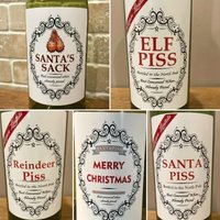 5sheets/pack Christmas Funny Novelty Bottle Labels,Funny Joke Happily Wine Bottle Stickers Decal,Party Christmas Decorations