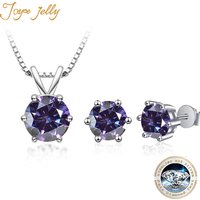 JoyceJelly 3CT Shinning Moissanite Jewelry Set Sterling Silver 925 Necklace Earrings Wedding Fine Jewerly Pass Dismond Tester